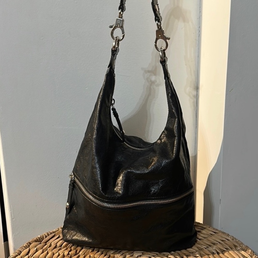 Hobo the original black Leather Shoulder Bag - Picture 3 of 9